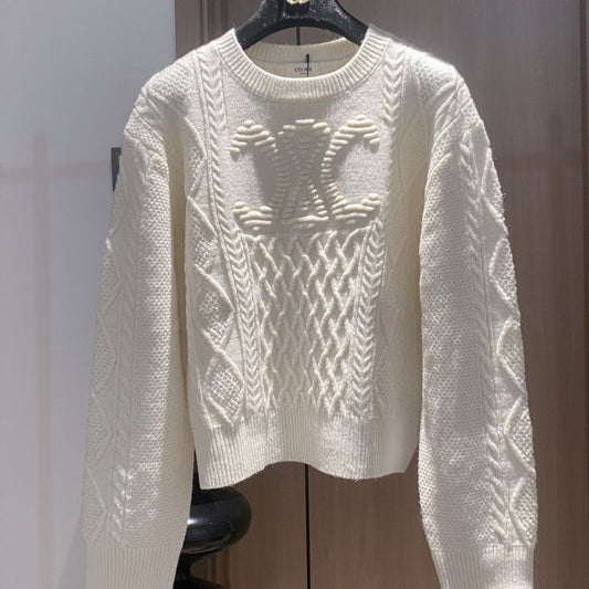 Celine Knitted Three Color Long Sleeve Sweater