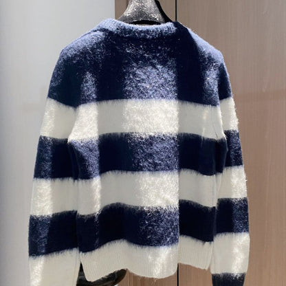 YSL Gradient Blue Mohair Knitted Long-Sleeve Sweater