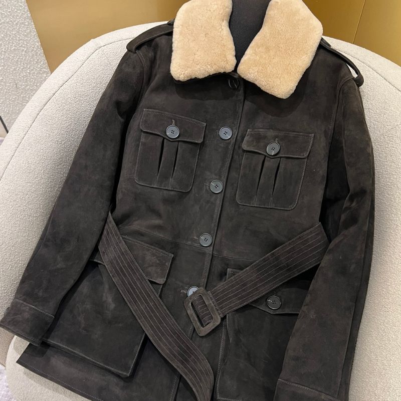 YSL Suede Sheepskin Goose Down Jacket