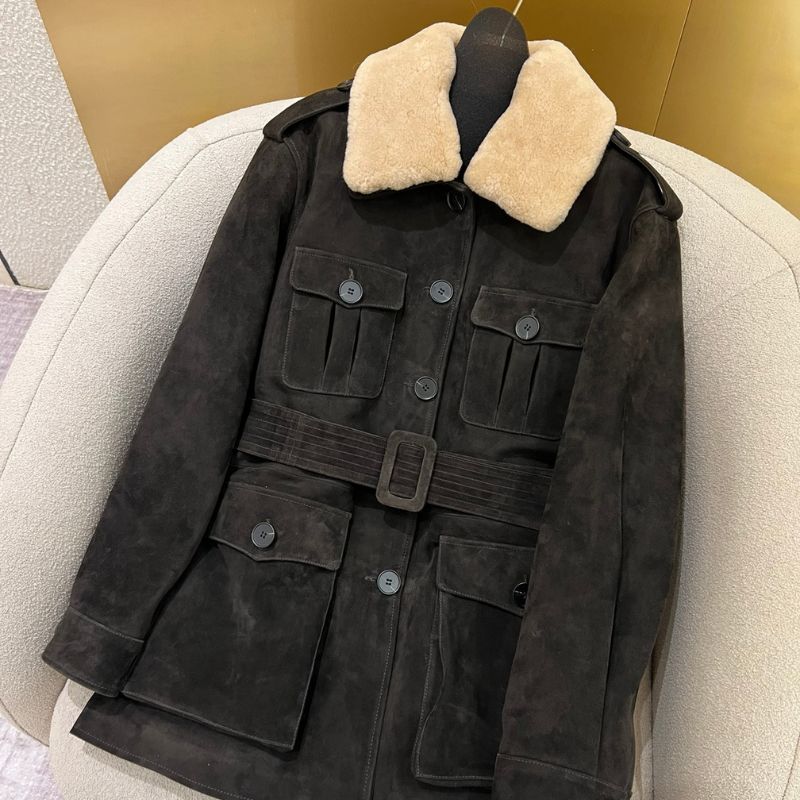 YSL Suede Sheepskin Goose Down Jacket