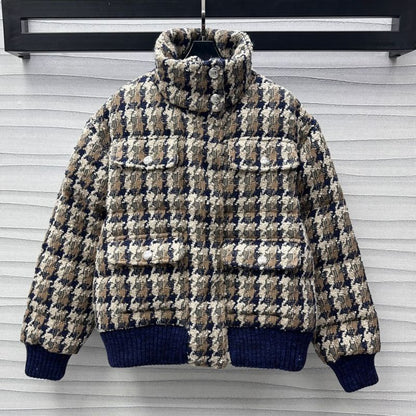 Chanel Houndstooth Wool Down Jacket