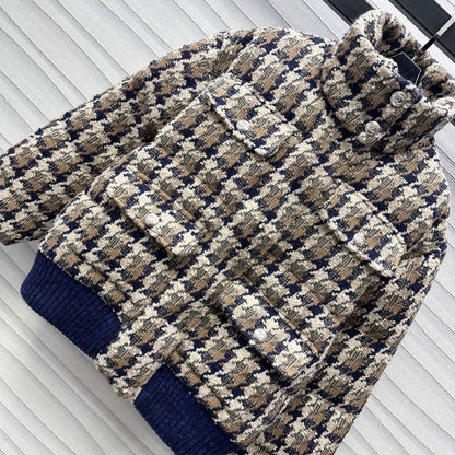 Chanel Houndstooth Wool Down Jacket