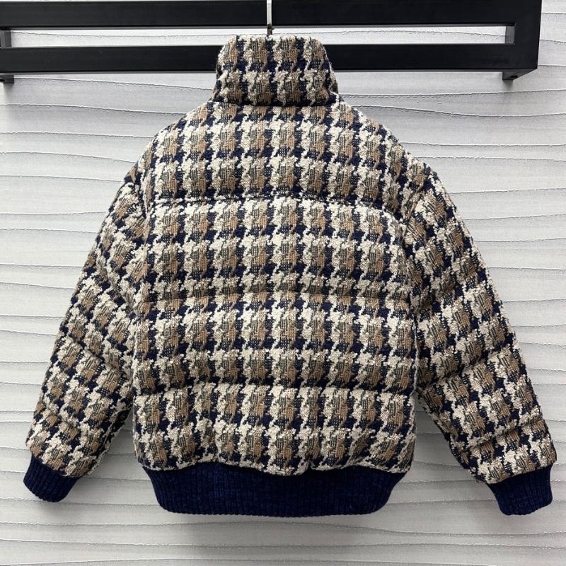 Chanel Houndstooth Wool Down Jacket