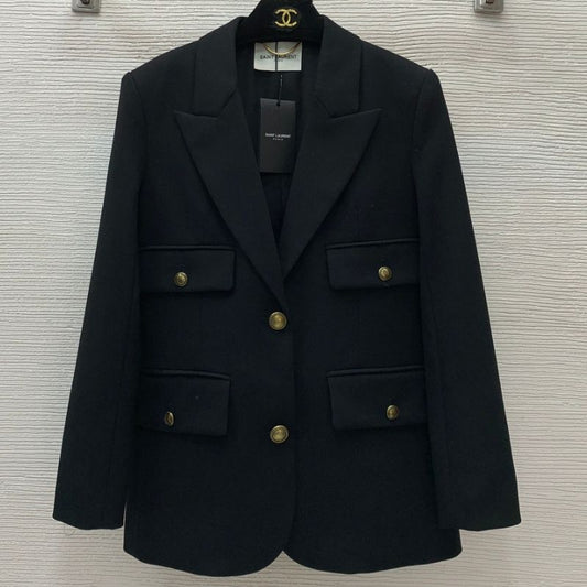 YSL Snake Chain Double-Breasted Wool Suit Jacket