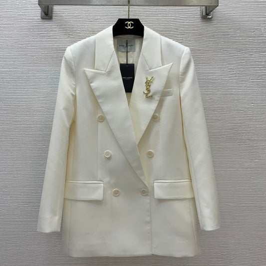 YSL Classic Double-Breasted Wool Suit Jacket