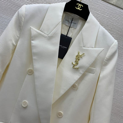 YSL Classic Double-Breasted Wool Suit Jacket