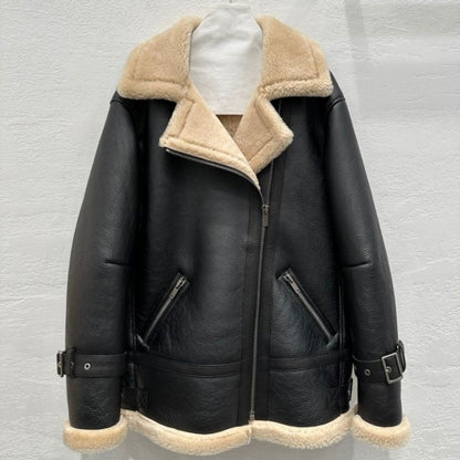 YSL Double-Faced Biker Jacket with Contrast Faux Fur