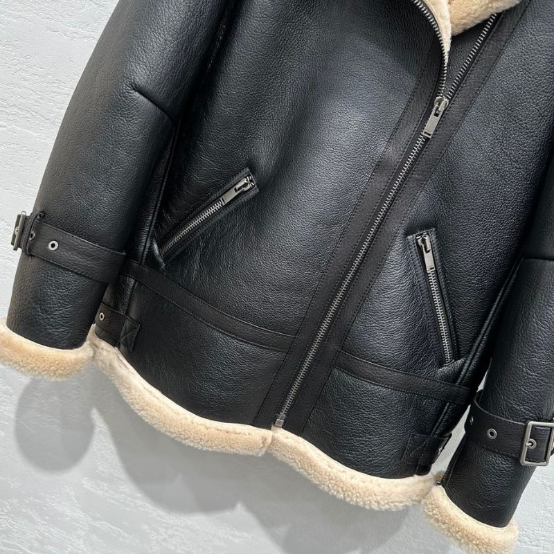 YSL Double-Faced Biker Jacket with Contrast Faux Fur