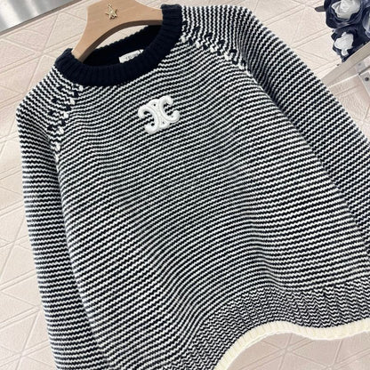 Celine Striped Round-Neck Knitted Sweater