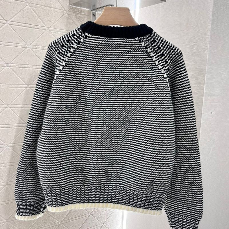 Celine Striped Round-Neck Knitted Sweater