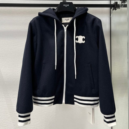 Celine Wool-Nylon Hooded Casual Jacket