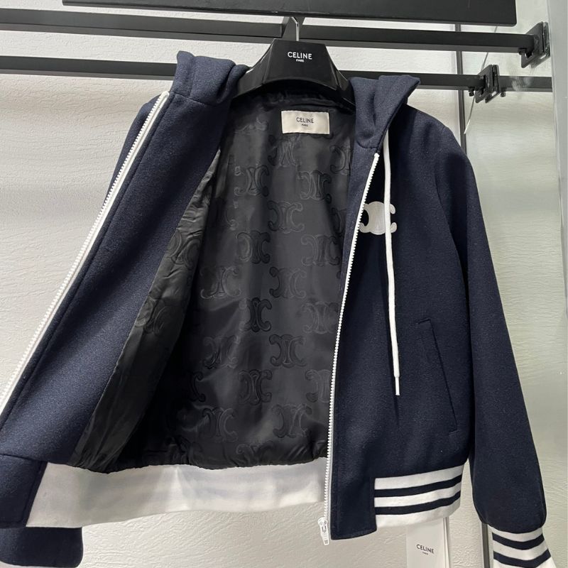 Celine Wool-Nylon Hooded Casual Jacket