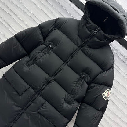 Moncler Hooded Zipper Long Down Jacket