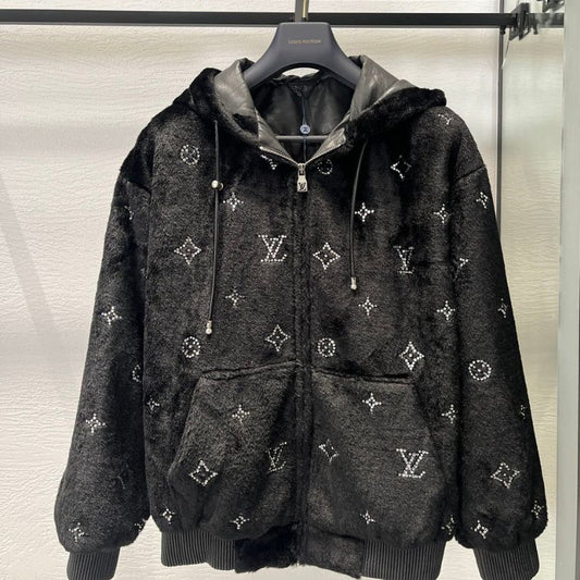 Louis Vuitton Starry Logo Rhinestone Hooded Jacket