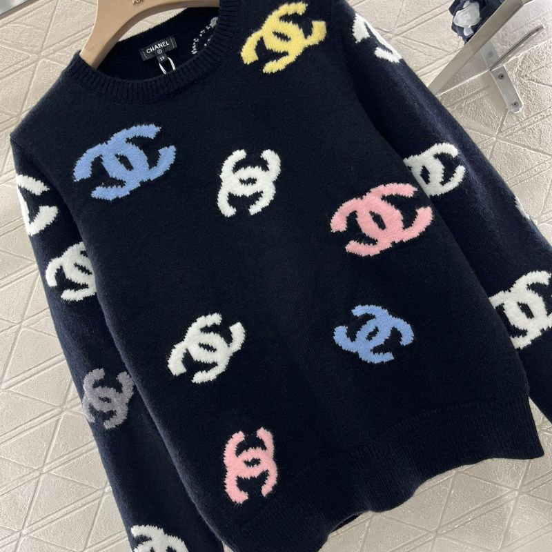 Chanel Colorful Embroidered Double C Knit Sweater