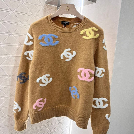 Chanel Color Contrast Double C Knit Sweater