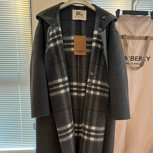 Burberry ZG Reversible Cashmere Blend Hooded Coat