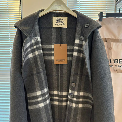 Burberry ZG Reversible Cashmere Blend Hooded Coat