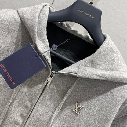 Louis Vuitton Gray Zipper Hooded Sweatshirt