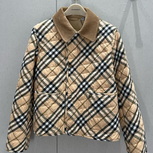 Burberry Plaid Cotton Corduroy Collar Jacket