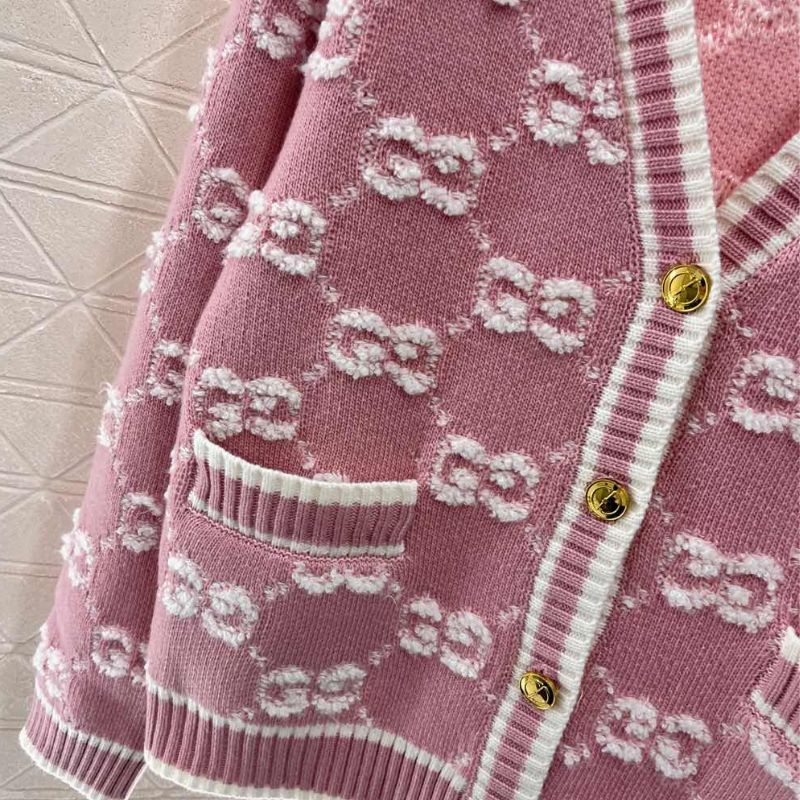 Gucci V-Neck Double G Jacquard Knitted Cardigan