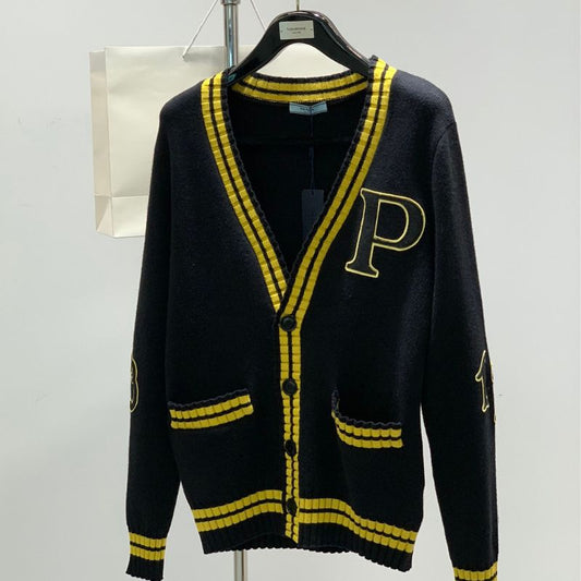 Prada Luxe Letter Logo Cardigan Sweater