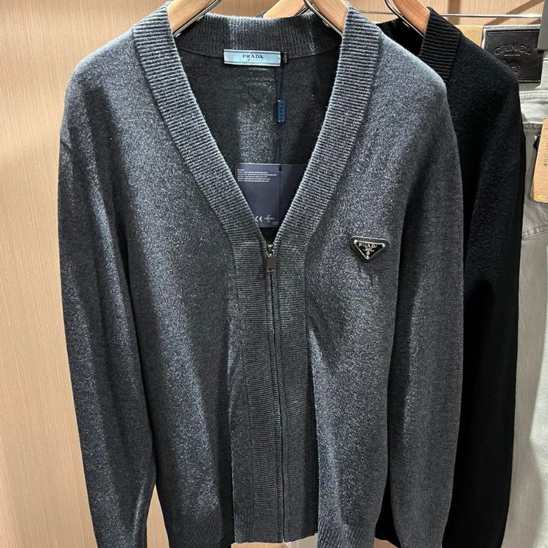 Prada Unisex Knitted Wool Zipper Cardigan