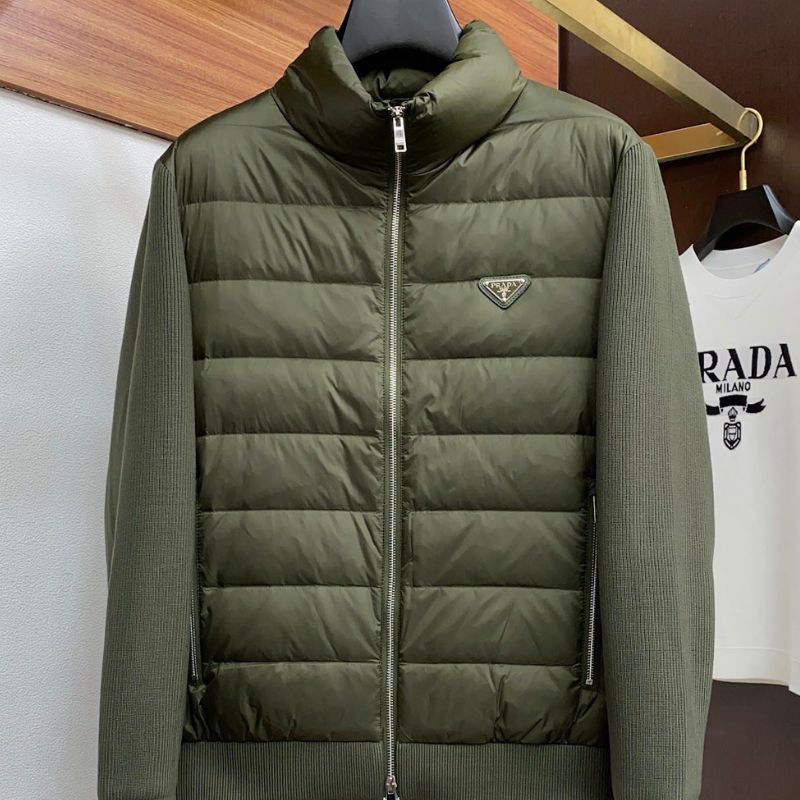 Prada Premium Stand-Up Collar Spliced Down Jacket