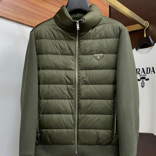 Prada Premium Stand-Up Collar Spliced Down Jacket