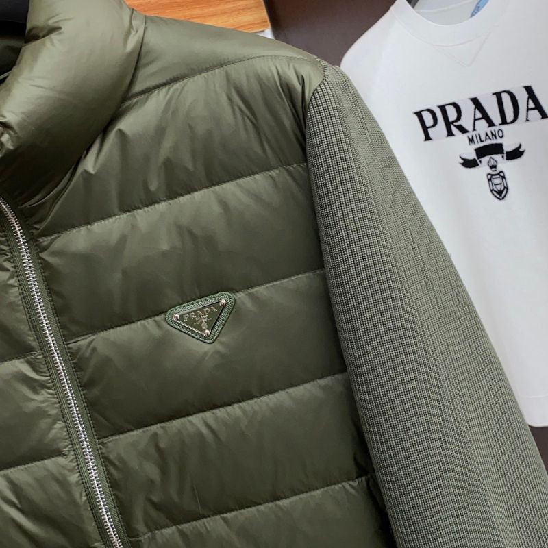 Prada Premium Stand-Up Collar Spliced Down Jacket