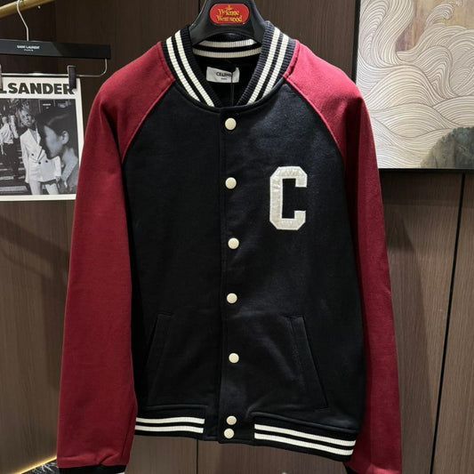 Celine Patchwork Plaid Baseball Jacket