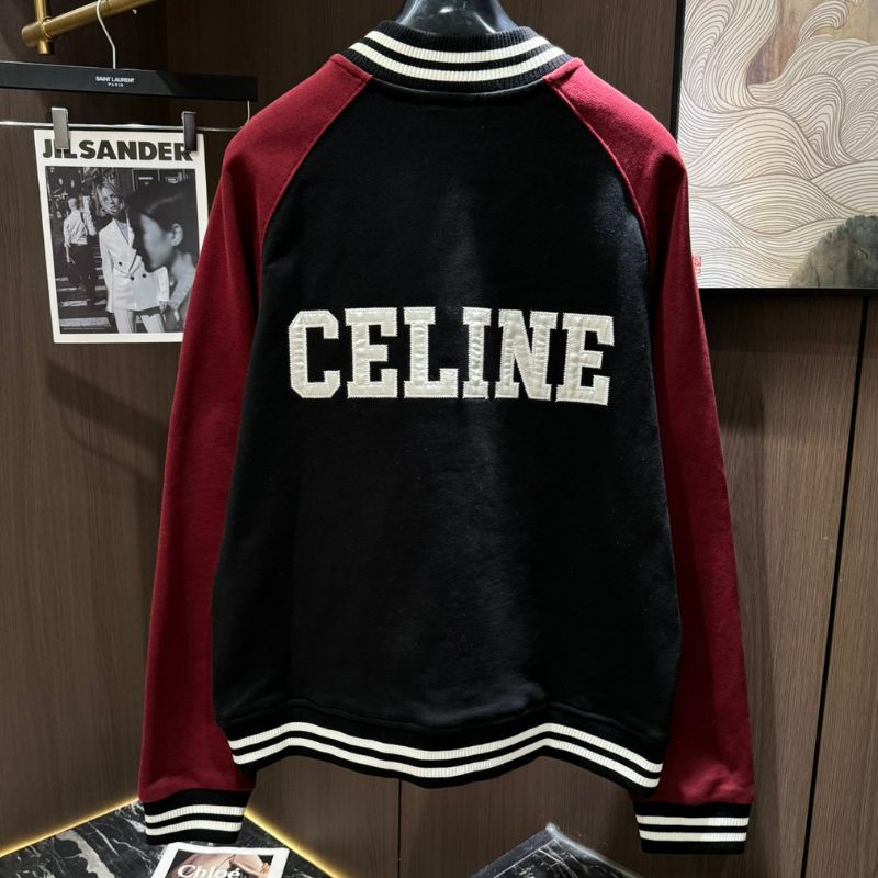 Celine Patchwork Plaid Baseball Jacket