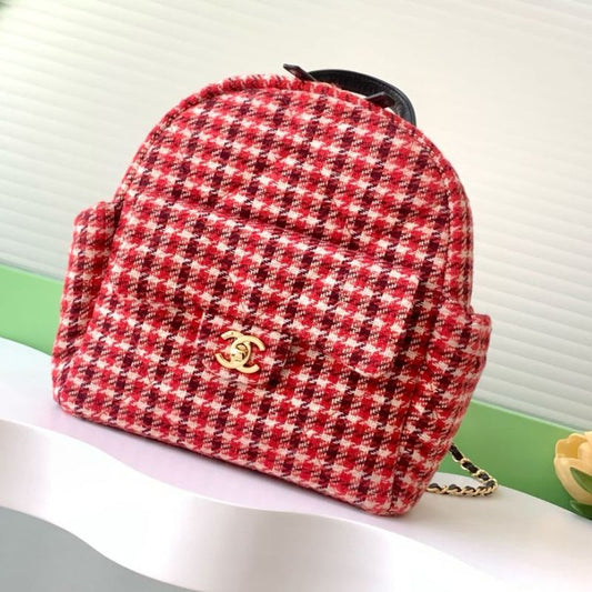 Chanel Retro Red Houndstooth Backpack