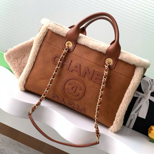 Chanel Show Brown Fur Beach Bag