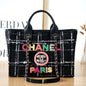 Chanel Colorful Letter Woolen Plaid Beach Bag