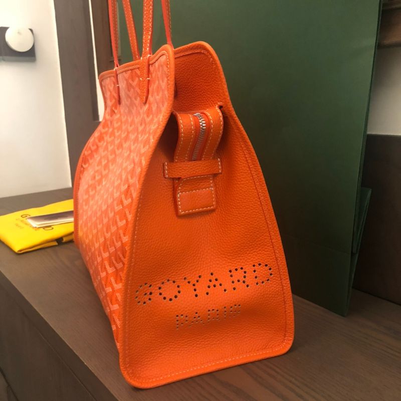 Goyard Ardi Orange Coated Canvas Leather Handbag