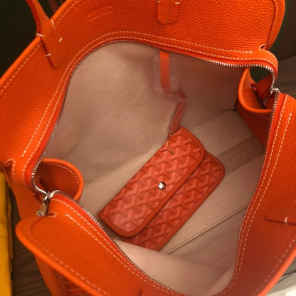 Goyard Ardi Orange Coated Canvas Leather Handbag