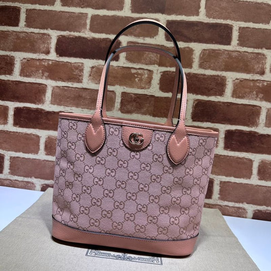 Gucci Ophidia Dusty Pink GG Supreme Canvas Tote Bag