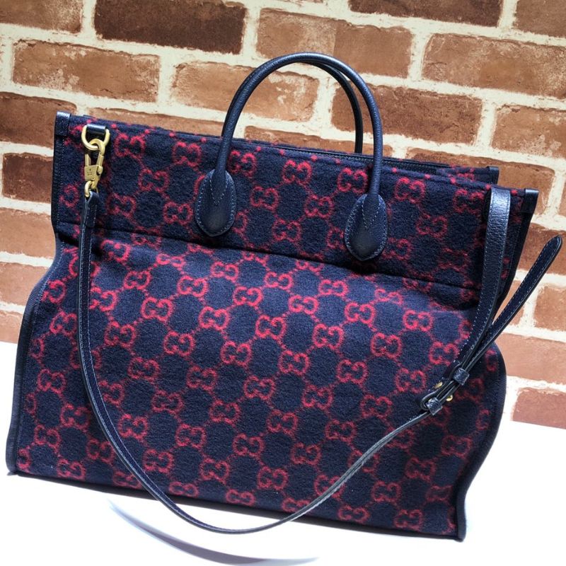 Gucci Covered Wool Textured Dollar Calfskin GG Monogram Tote Bag