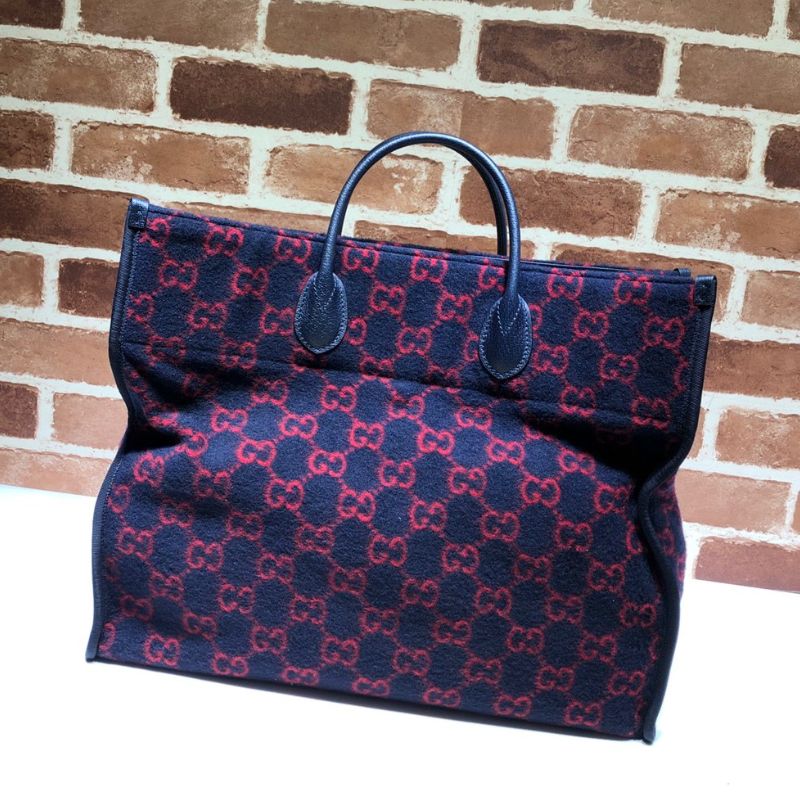 Gucci Covered Wool Textured Dollar Calfskin GG Monogram Tote Bag