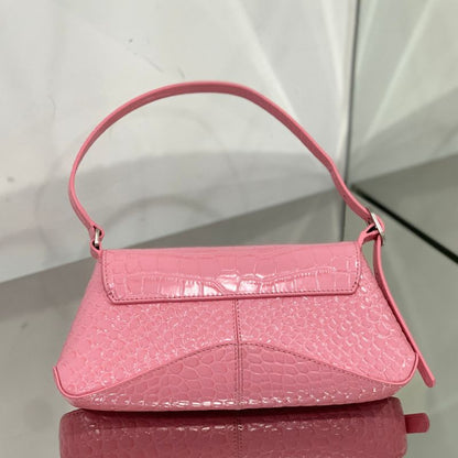 Balenciaga XX Flap Crocodile Embossed Leather Shoulder Bag