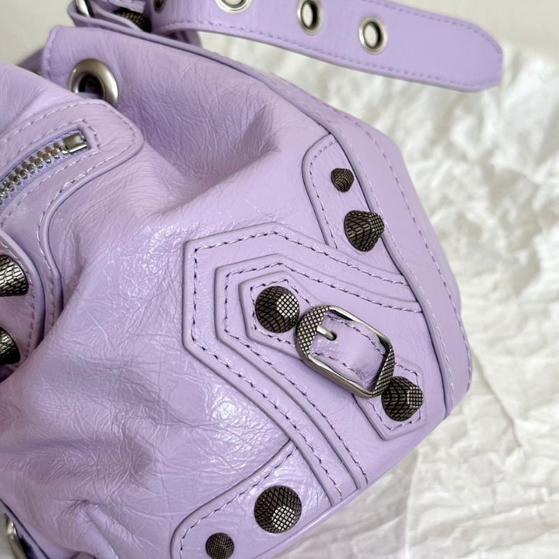 Balenciaga Le Cagole XS Light Purple Arena Lambskin Bucket Bag