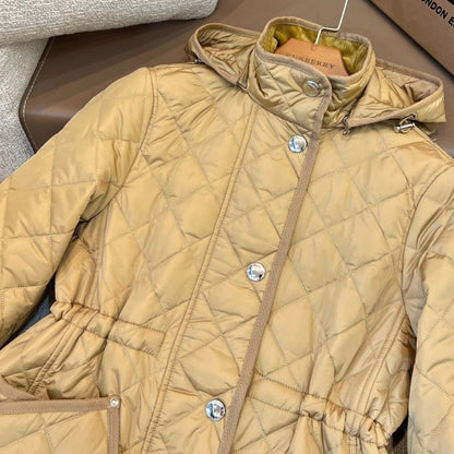 Burberry Diamond Quilted Nylon Mid-Length Cotton Jacket