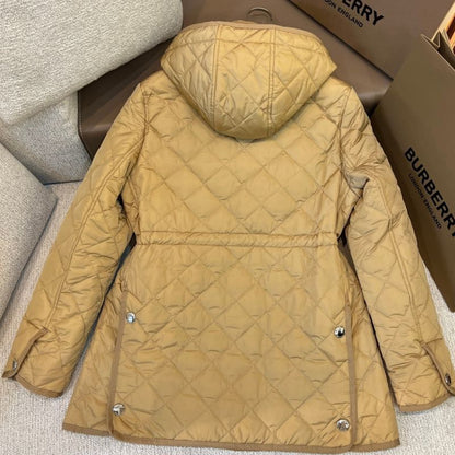 Burberry Diamond Quilted Nylon Mid-Length Cotton Jacket