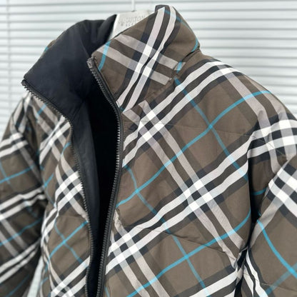 Burberry Check Reversible Military Green Nylon Puffer Jacket