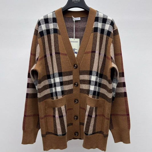 Burberry Plaid Wool-Blend Cardigan