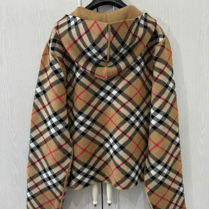 Burberry Double-Sided Zipper Hooded Cardigan