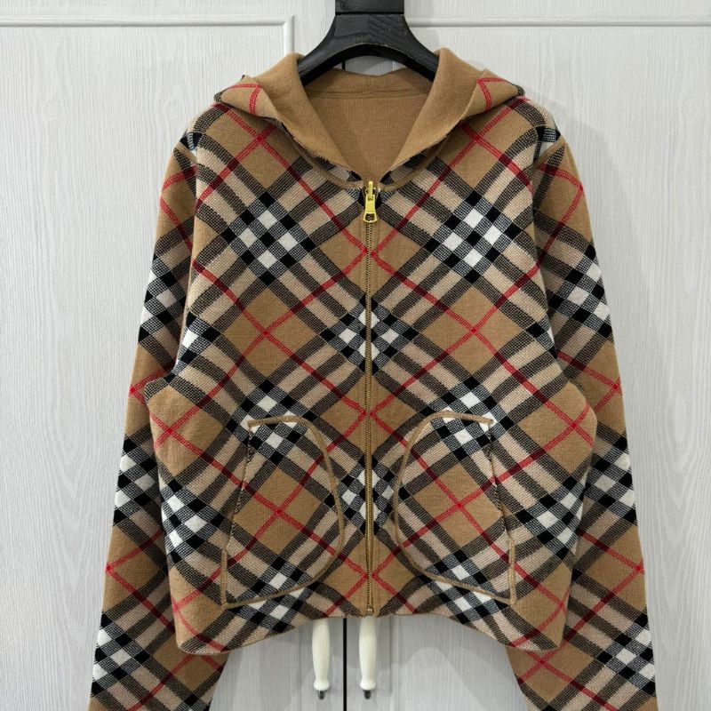 Burberry Double-Sided Zipper Hooded Cardigan