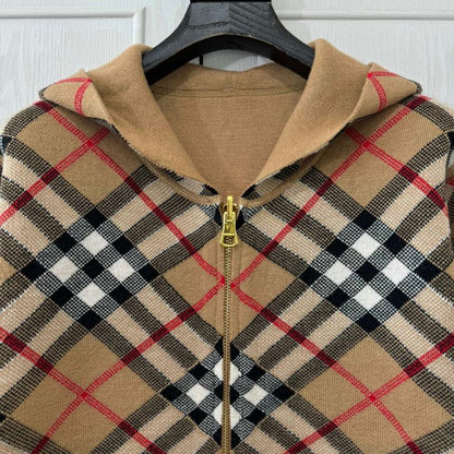 Burberry Double-Sided Zipper Hooded Cardigan