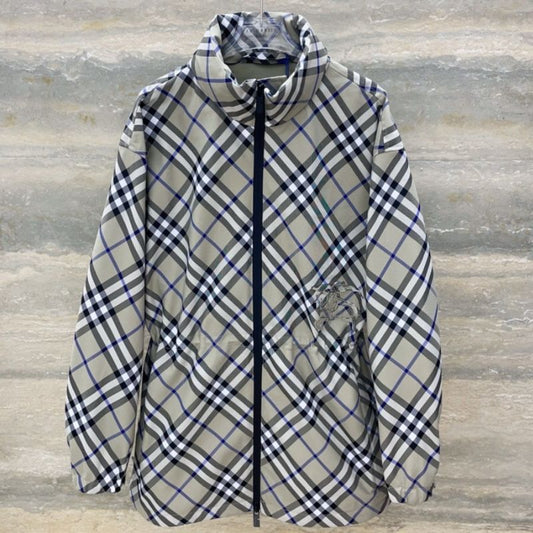 Burberry Mid-Length Waisted Plaid Hooded Jacket